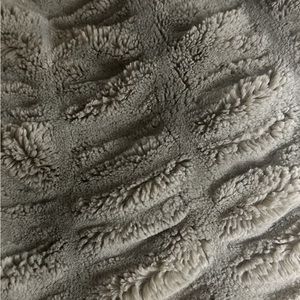 Pottery Barn Faux Fur Ruched Throw, 50 x 60", Gray/Taupe